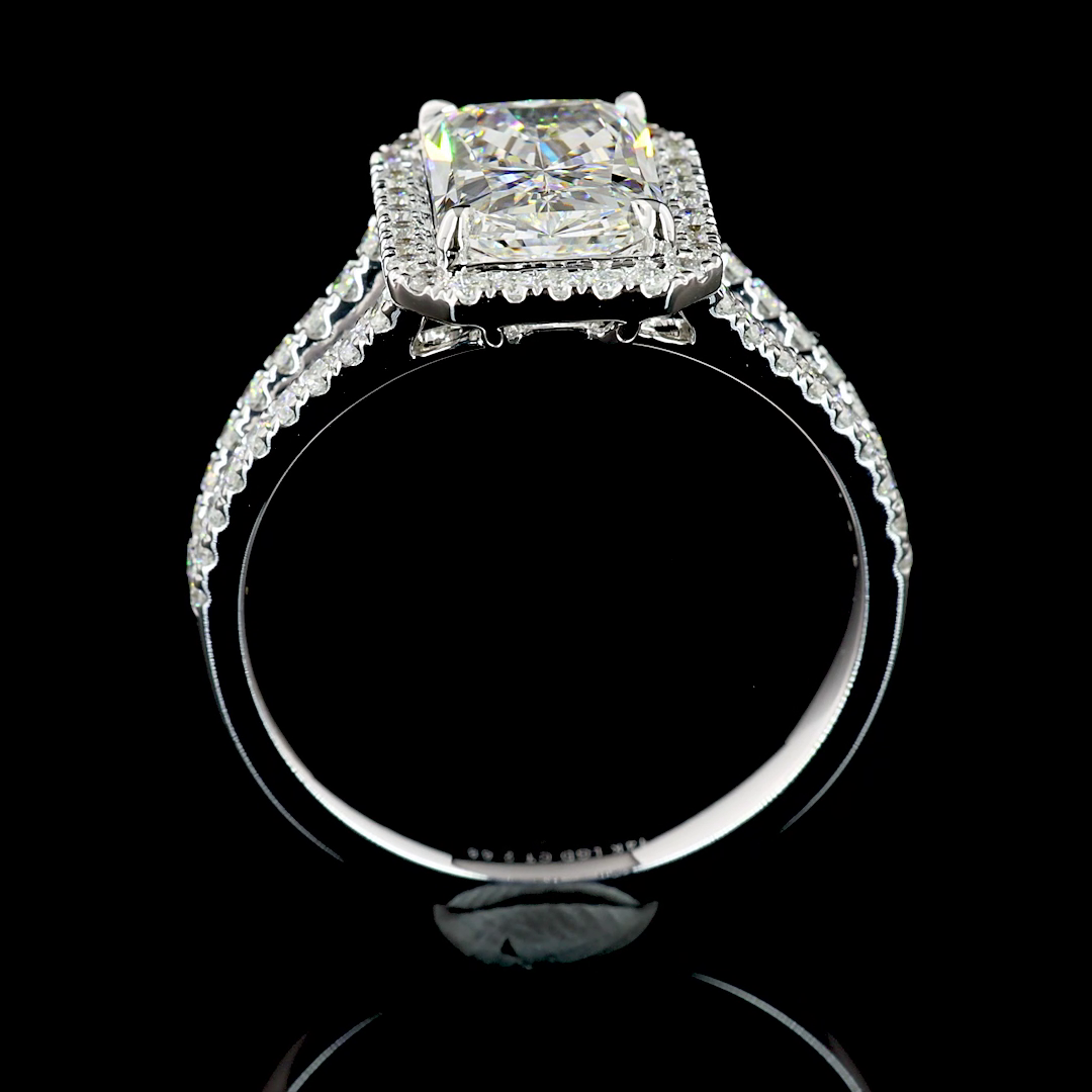 2.68 CTTW Radiant Lab Grown Diamond Split Shank Ring Sz. 7 (F Color and VS2 Clarity)