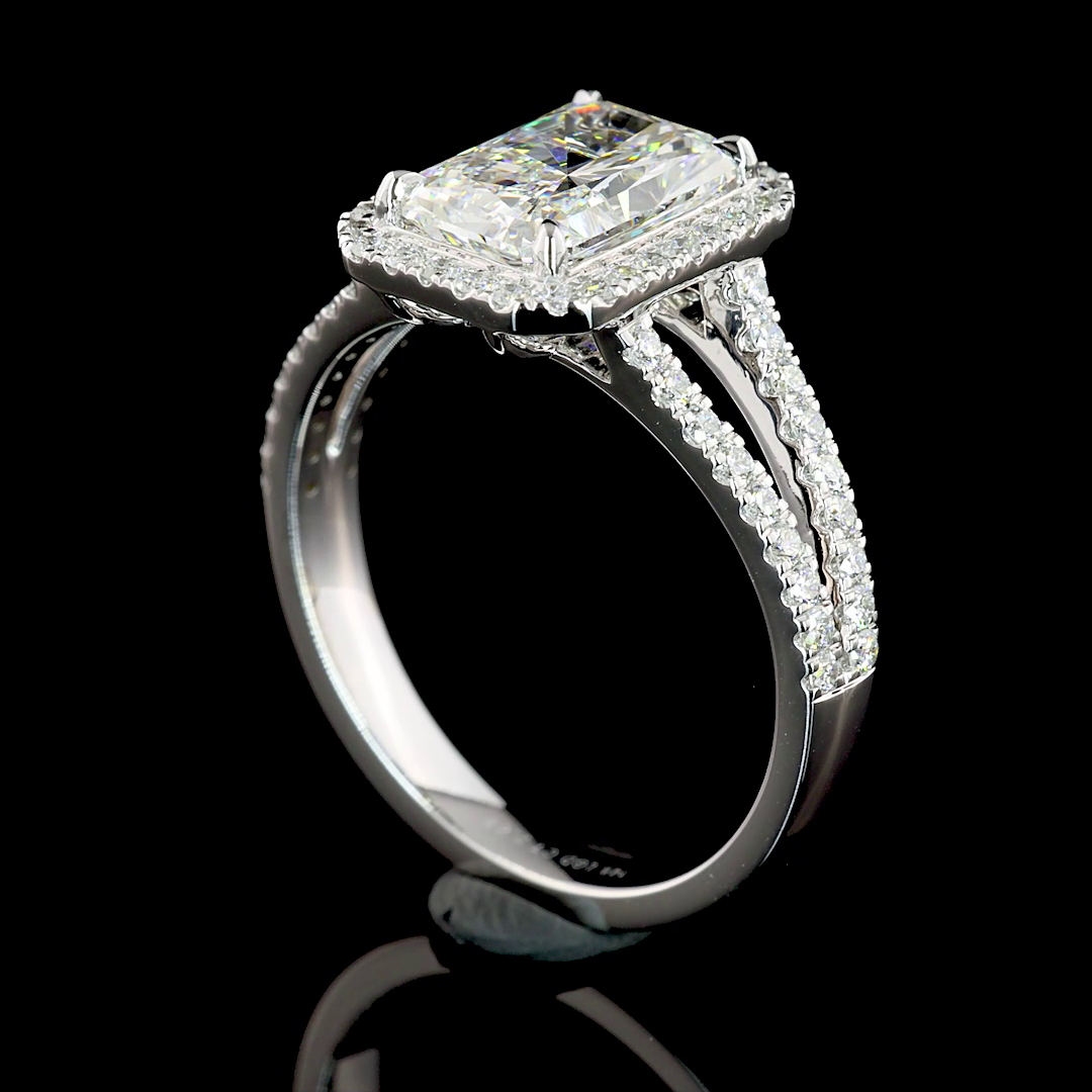 2.68 CTTW Radiant Lab Grown Diamond Split Shank Ring Sz. 7 (F Color and VS2 Clarity)