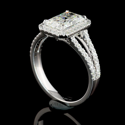 2.68 CTTW Radiant Lab Grown Diamond Split Shank Ring Sz. 7 (F Color and VS2 Clarity)