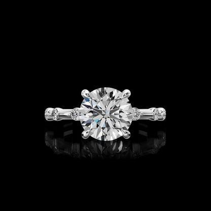 3.15 CTTW Round Lab Grown Diamond Solitaire Diamond Shank Ring Sz. 6 (E Color and VS1 Clarity)