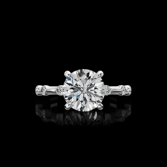 3.15 CTTW Round Lab Grown Diamond Solitaire Diamond Shank Ring Sz. 6 (E Color and VS1 Clarity)
