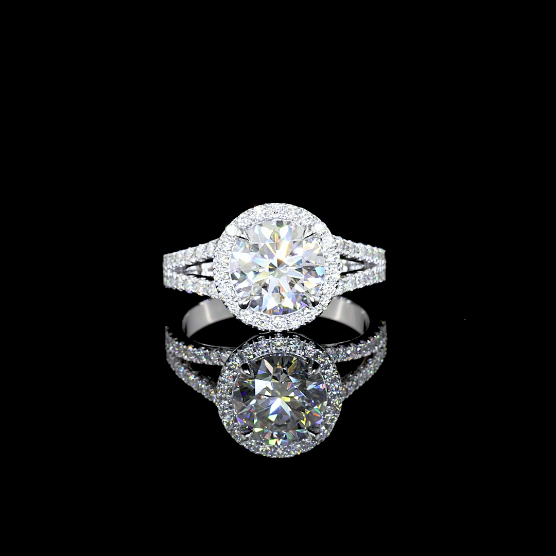 9.10 CTTW Round Lab Grown Diamond Split Shank Ring Sz. 6.5 (E Color and VVS2 Clarity)