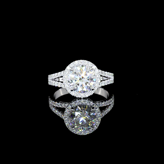 9.10 CTTW Round Lab Grown Diamond Split Shank Ring Sz. 6.5 (E Color and VVS2 Clarity)