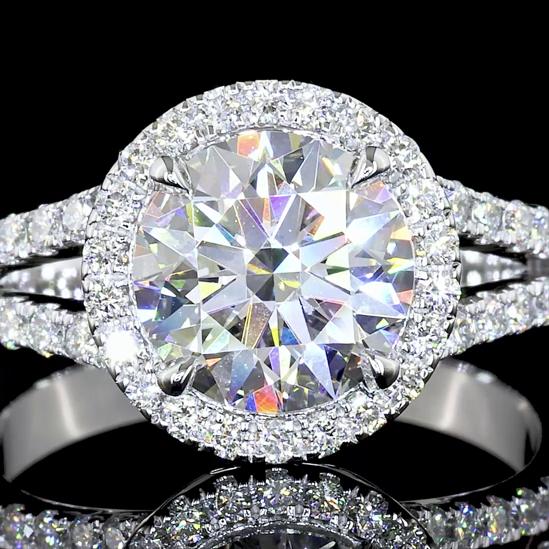 9.10 CTTW Round Lab Grown Diamond Split Shank Ring Sz. 6.5 (E Color and VVS2 Clarity)