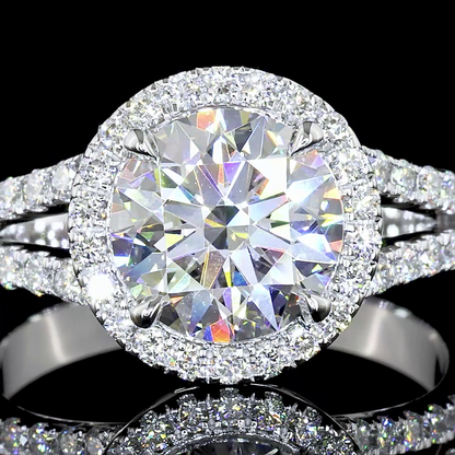 9.10 CTTW Round Lab Grown Diamond Split Shank Ring Sz. 6.5 (E Color and VVS2 Clarity)