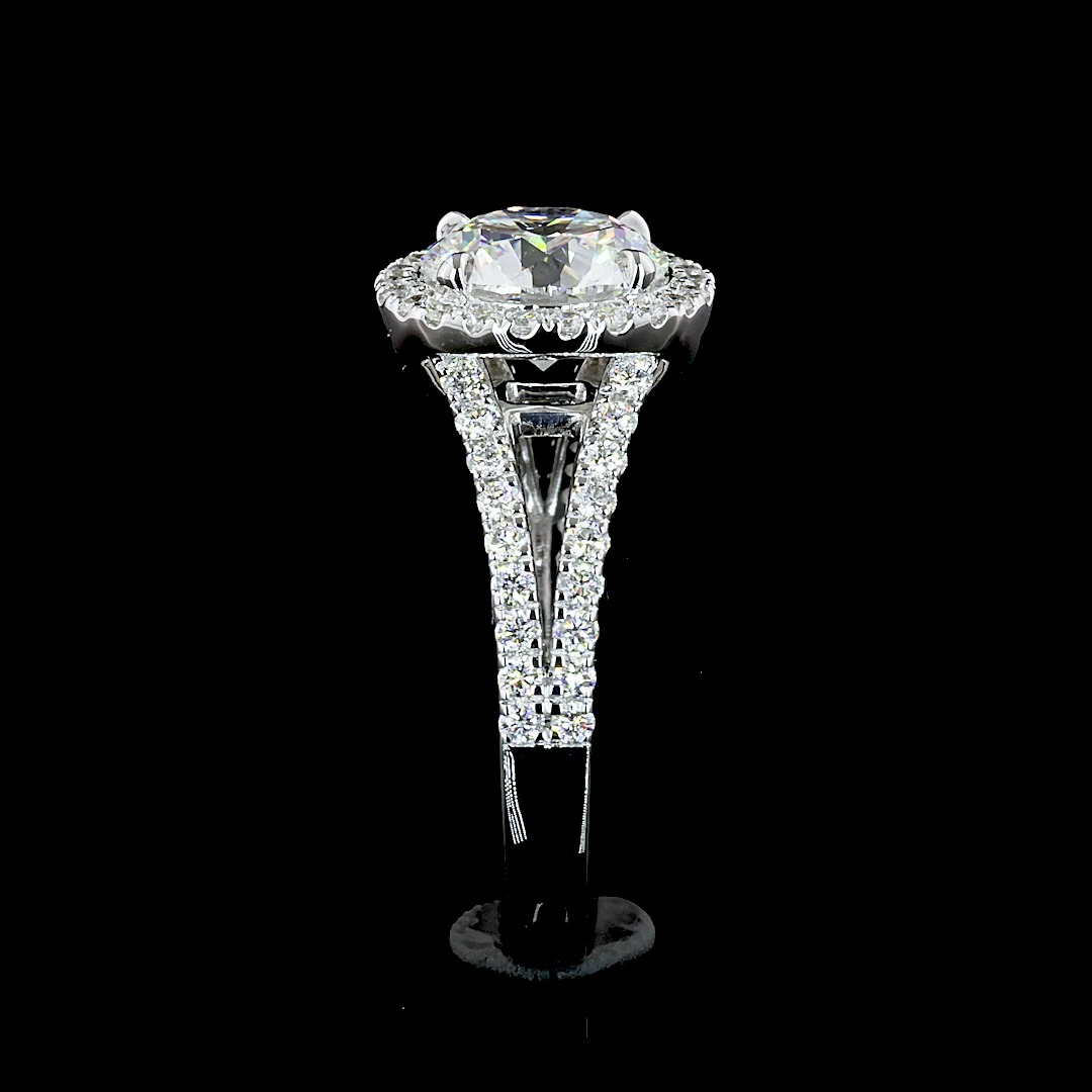 9.10 CTTW Round Lab Grown Diamond Split Shank Ring Sz. 6.5 (E Color and VVS2 Clarity)