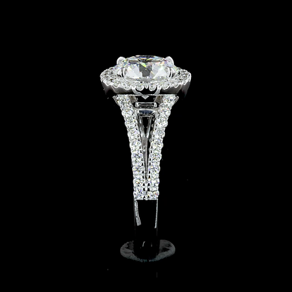 9.10 CTTW Round Lab Grown Diamond Split Shank Ring Sz. 6.5 (E Color and VVS2 Clarity)