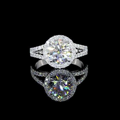 2.52 CTTW Round Lab Grown Diamond Split Shank Ring Sz. 6.5 (E Color and VS1 Clarity)