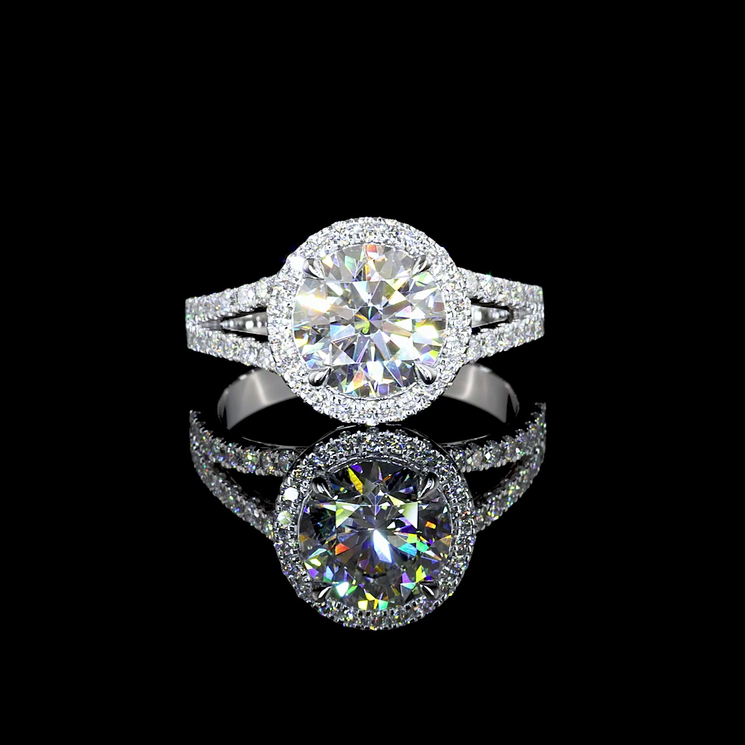 8.07 CTTW Round Lab Grown Diamond Split Shank Ring Sz. 6.5 (E Color and VS2 Clarity)