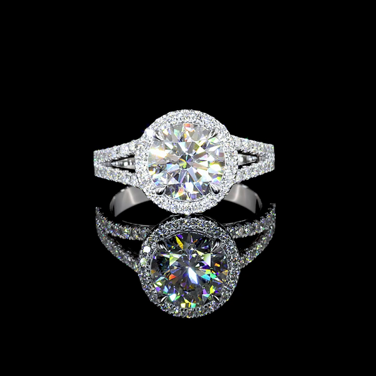 8.07 CTTW Round Lab Grown Diamond Split Shank Ring Sz. 6.5 (E Color and VS2 Clarity)