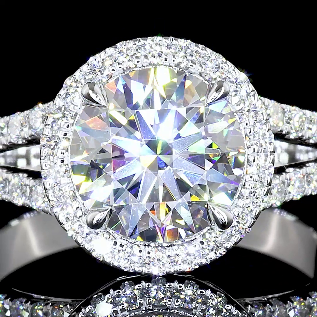 2.52 CTTW Round Lab Grown Diamond Split Shank Ring Sz. 6.5 (E Color and VS1 Clarity)