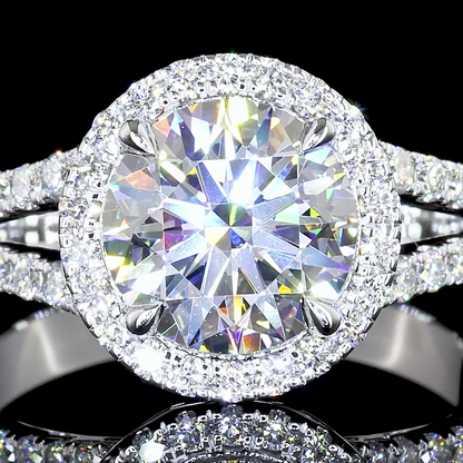 2.52 CTTW Round Lab Grown Diamond Split Shank Ring Sz. 6.5 (E Color and VS1 Clarity)