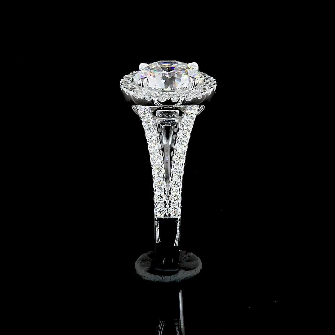 2.52 CTTW Round Lab Grown Diamond Split Shank Ring Sz. 6.5 (E Color and VS1 Clarity)