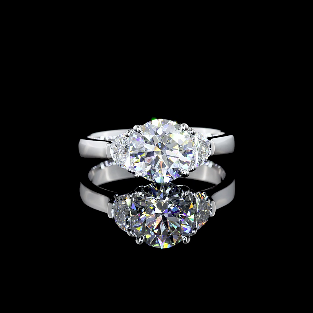 1.85 CTTW Round Lab Grown Diamond 3 Stones Ring Sz. 6.5 (E Color and VS1 Clarity)