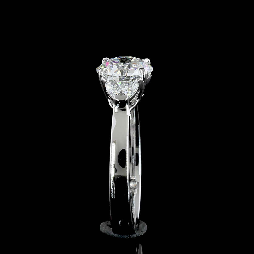 1.85 CTTW Round Lab Grown Diamond 3 Stones Ring Sz. 6.5 (E Color and VS1 Clarity)
