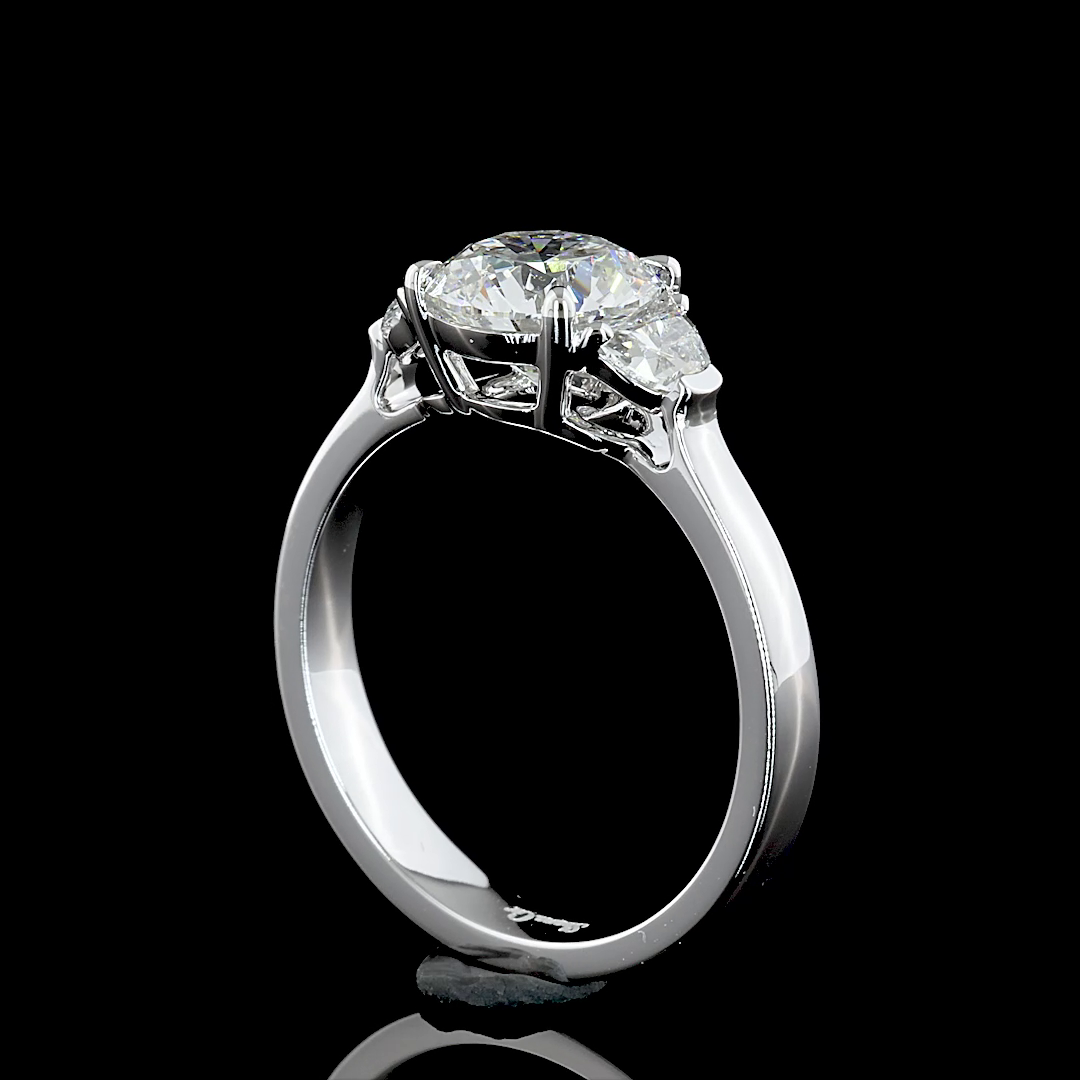 1.85 CTTW Round Lab Grown Diamond 3 Stones Ring Sz. 6.5 (E Color and VS1 Clarity)