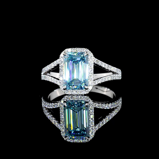 2.21 CTTW Emerald Lab Grown Diamond Split Shank Ring Sz. 6 (J Color and VS2 Clarity)
