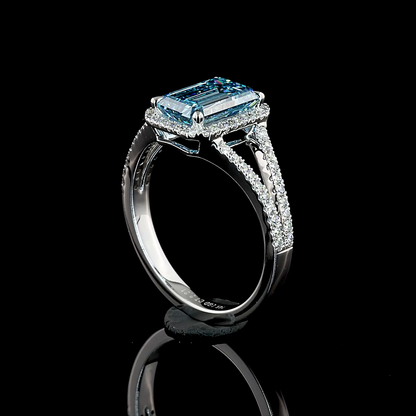 2.21 CTTW Emerald Lab Grown Diamond Split Shank Ring Sz. 6 (J Color and VS2 Clarity)
