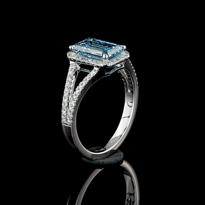 2.21 CTTW Emerald Lab Grown Diamond Split Shank Ring Sz. 6 (J Color and VS2 Clarity)
