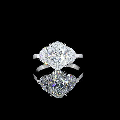 2.95 CTTW Oval Lab Grown Diamond 3 Stones Ring Sz. 6 (G Color and VS1 Clarity)