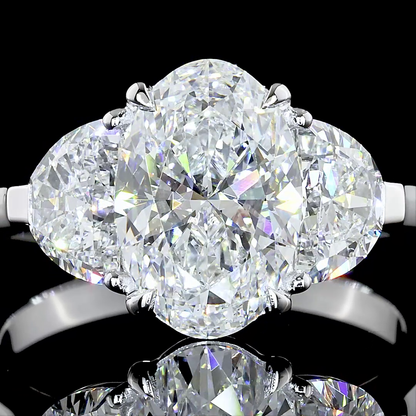 2.95 CTTW Oval Lab Grown Diamond 3 Stones Ring Sz. 6 (G Color and VS1 Clarity)