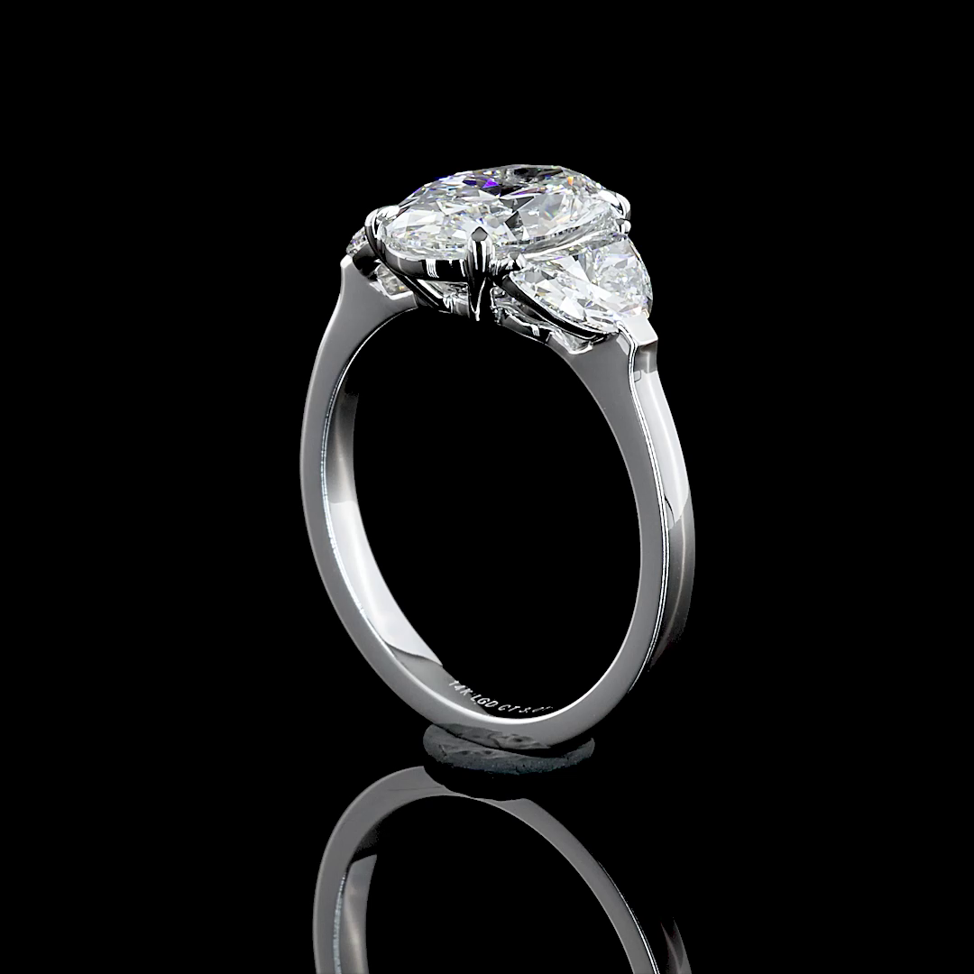 2.95 CTTW Oval Lab Grown Diamond 3 Stones Ring Sz. 6 (G Color and VS1 Clarity)