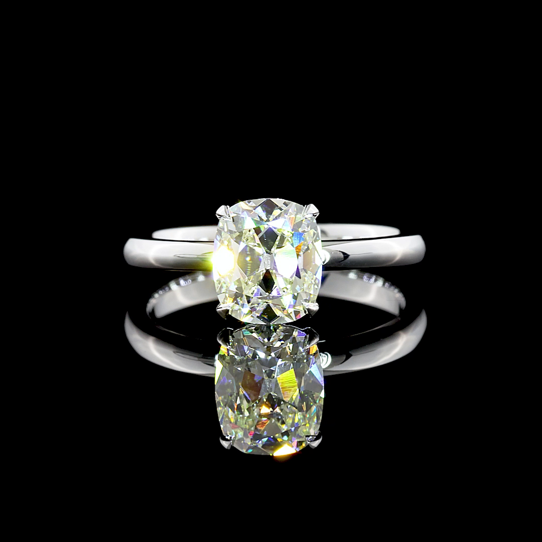 1.53 CT Antique Cushion Lab Diamond Solitaire Ring (J Color and VS1 Clarity)