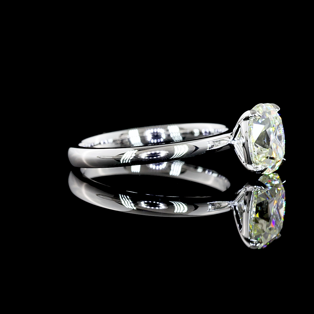 1.53 CT Antique Cushion Lab Diamond Solitaire Ring (J Color and VS1 Clarity)