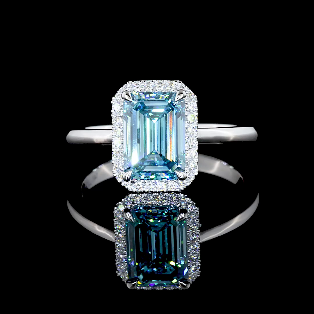 1.94 CTTW Emerald Lab Grown Diamond Halo Ring Sz. 6 (J Color and VS1 Clarity)