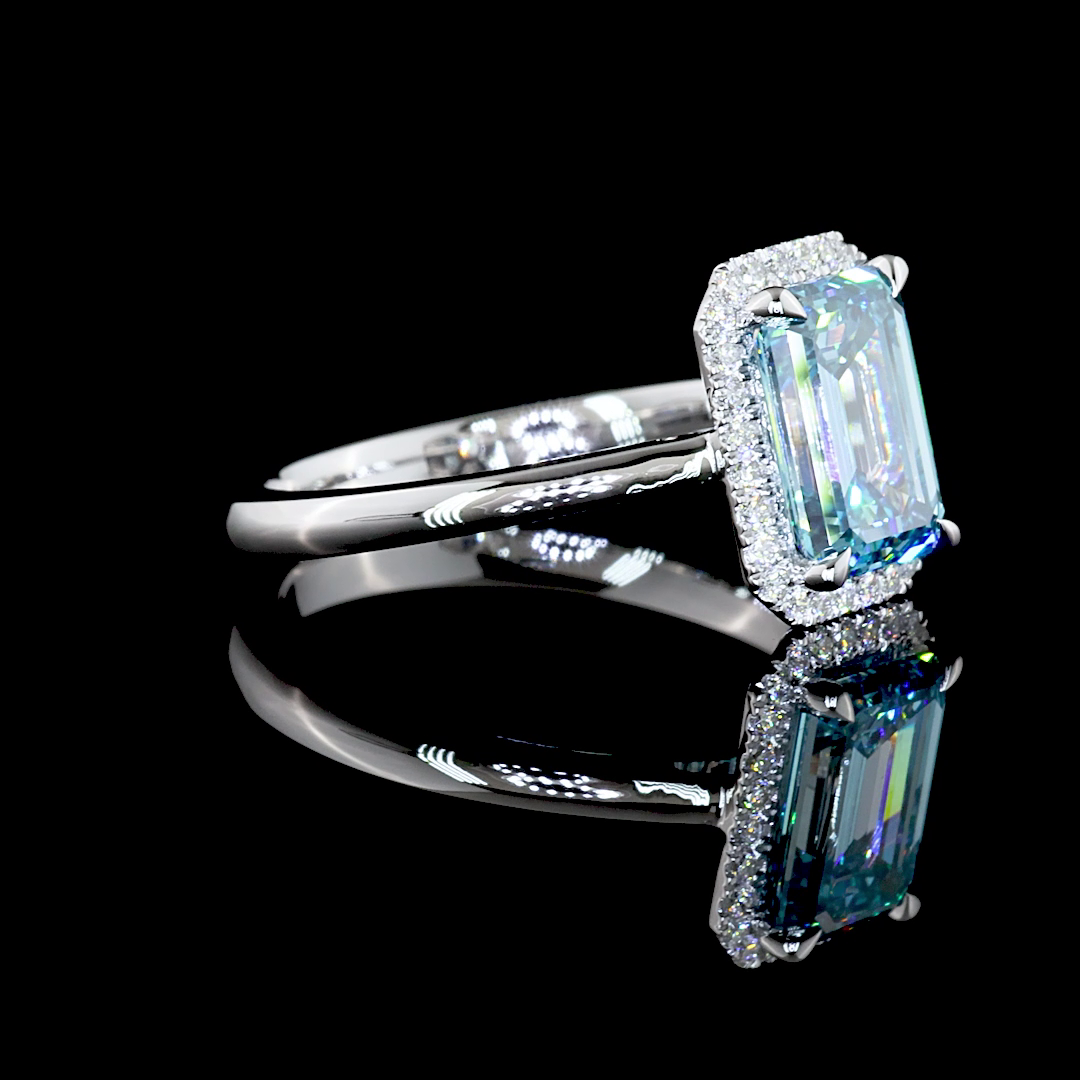 1.94 CTTW Emerald Lab Grown Diamond Halo Ring Sz. 6 (J Color and VS1 Clarity)