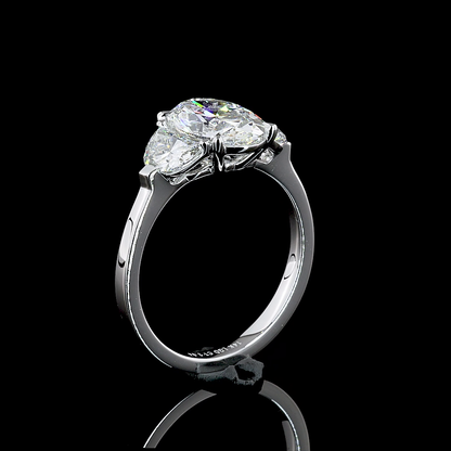 3.02 CTTW Oval Lab Grown Diamond 3 Stones Ring Sz. 6 (F Color and VVS2 Clarity)