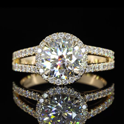 1.39 CTTW Round Lab Grown Diamond Split Shank Ring Sz. 6.5 (D Color and VS1 Clarity)
