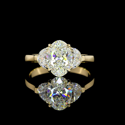 2.15 CTTW Oval Lab Grown Diamond 3 Stones Ring Sz. 6.5 (D Color and VVS2 Clarity)