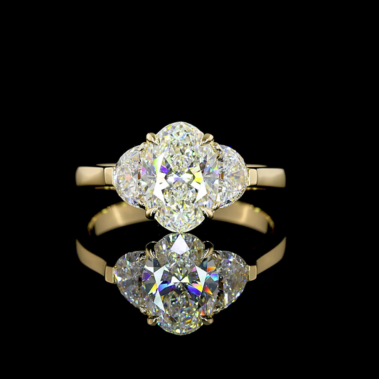 2.15 CTTW Oval Lab Grown Diamond 3 Stones Ring Sz. 6.5 (D Color and VVS2 Clarity)