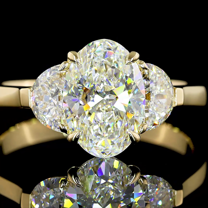 2.15 CTTW Oval Lab Grown Diamond 3 Stones Ring Sz. 6.5 (D Color and VVS2 Clarity)