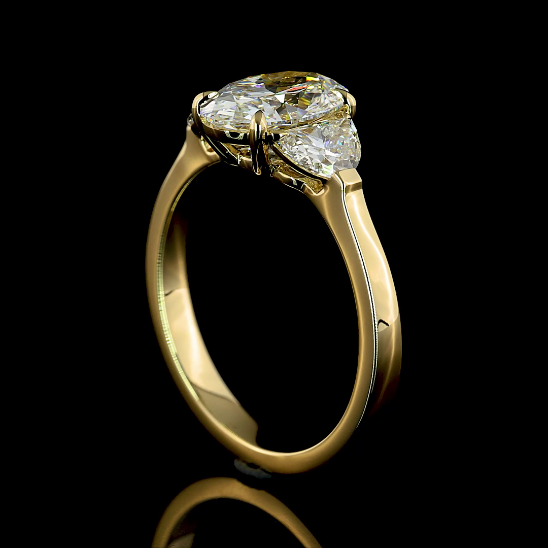 2.15 CTTW Oval Lab Grown Diamond 3 Stones Ring Sz. 6.5 (D Color and VVS2 Clarity)