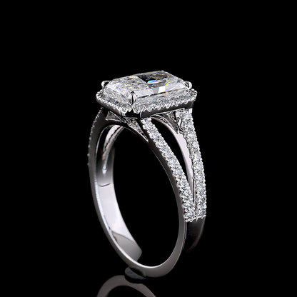 2.16 CTTW Radiant Lab Grown Diamond Split Shank Ring Sz. 6.5 (E Color and VS1 Clarity)