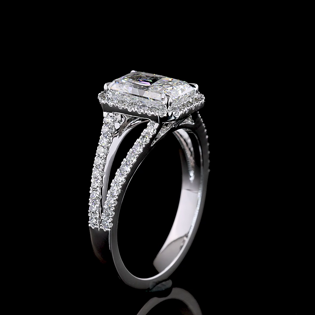 2.16 CTTW Radiant Lab Grown Diamond Split Shank Ring Sz. 6.5 (E Color and VS1 Clarity)
