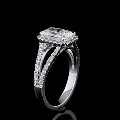 2.16 CTTW Radiant Lab Grown Diamond Split Shank Ring Sz. 6.5 (E Color and VS1 Clarity)