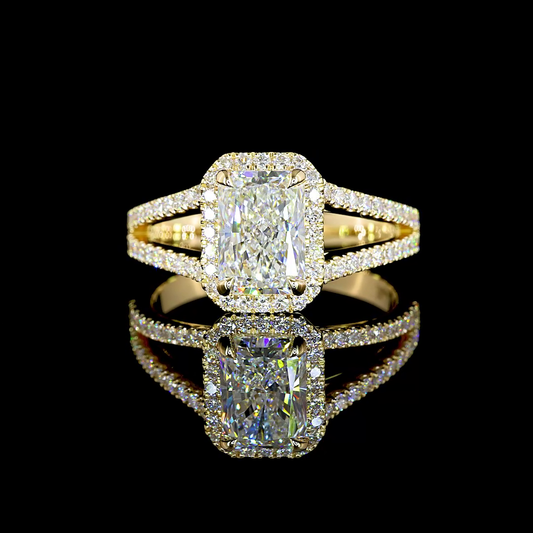 4.85 CTTW Radiant Lab Grown Diamond Split Shank Ring Sz. 6.5 (E Color and VVS1 Clarity)