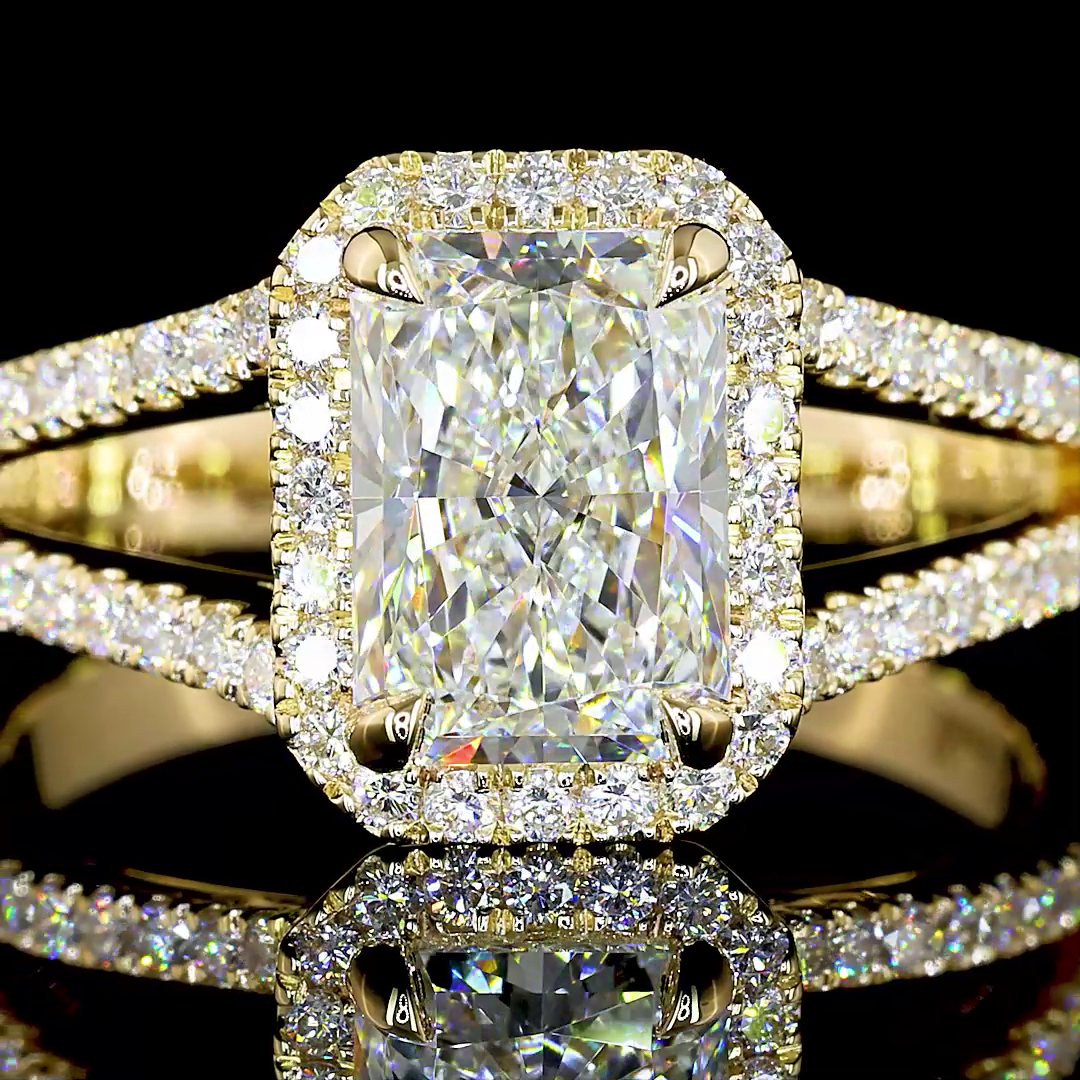 4.85 CTTW Radiant Lab Grown Diamond Split Shank Ring Sz. 6.5 (E Color and VVS1 Clarity)