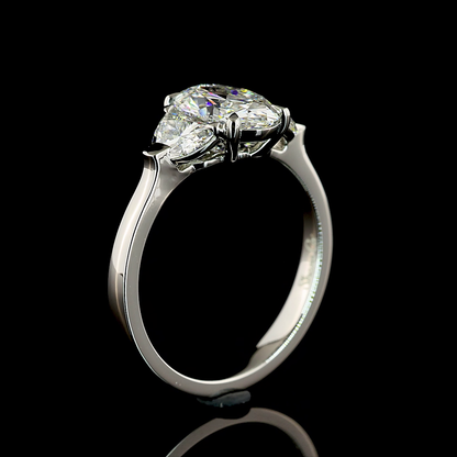 2.22 CTTW Oval Lab Grown Diamond 3 Stones Ring Sz. 6.5 (E Color and VVS2 Clarity)