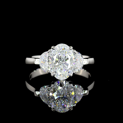 2.18 CTTW Oval Lab Grown Diamond 3 Stones Ring Sz. 6.5 (F Color and VS1 Clarity)