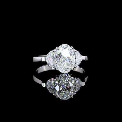 2.25 CTTW Oval Lab Grown Diamond 3 Stones Ring Sz. 6.5 (F Color and VVS2 Clarity)