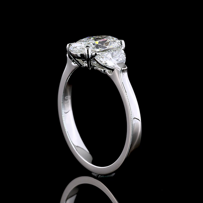 2.25 CTTW Oval Lab Grown Diamond 3 Stones Ring Sz. 6.5 (F Color and VVS2 Clarity)