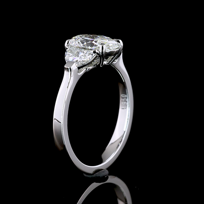 2.25 CTTW Oval Lab Grown Diamond 3 Stones Ring Sz. 6.5 (F Color and VVS2 Clarity)