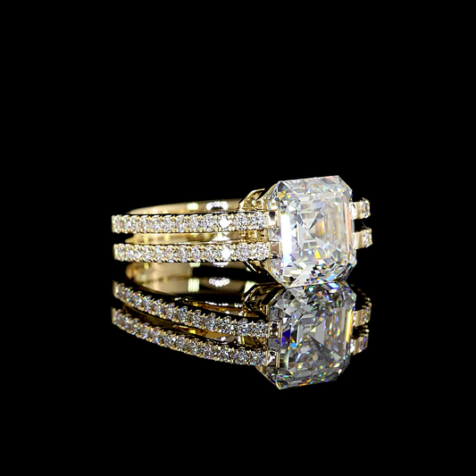 4.50 CTTW Asscher Lab Diamond Special Ring 14k Yellow Gold E Color and VS1 Clarity jewelry-spot-usa