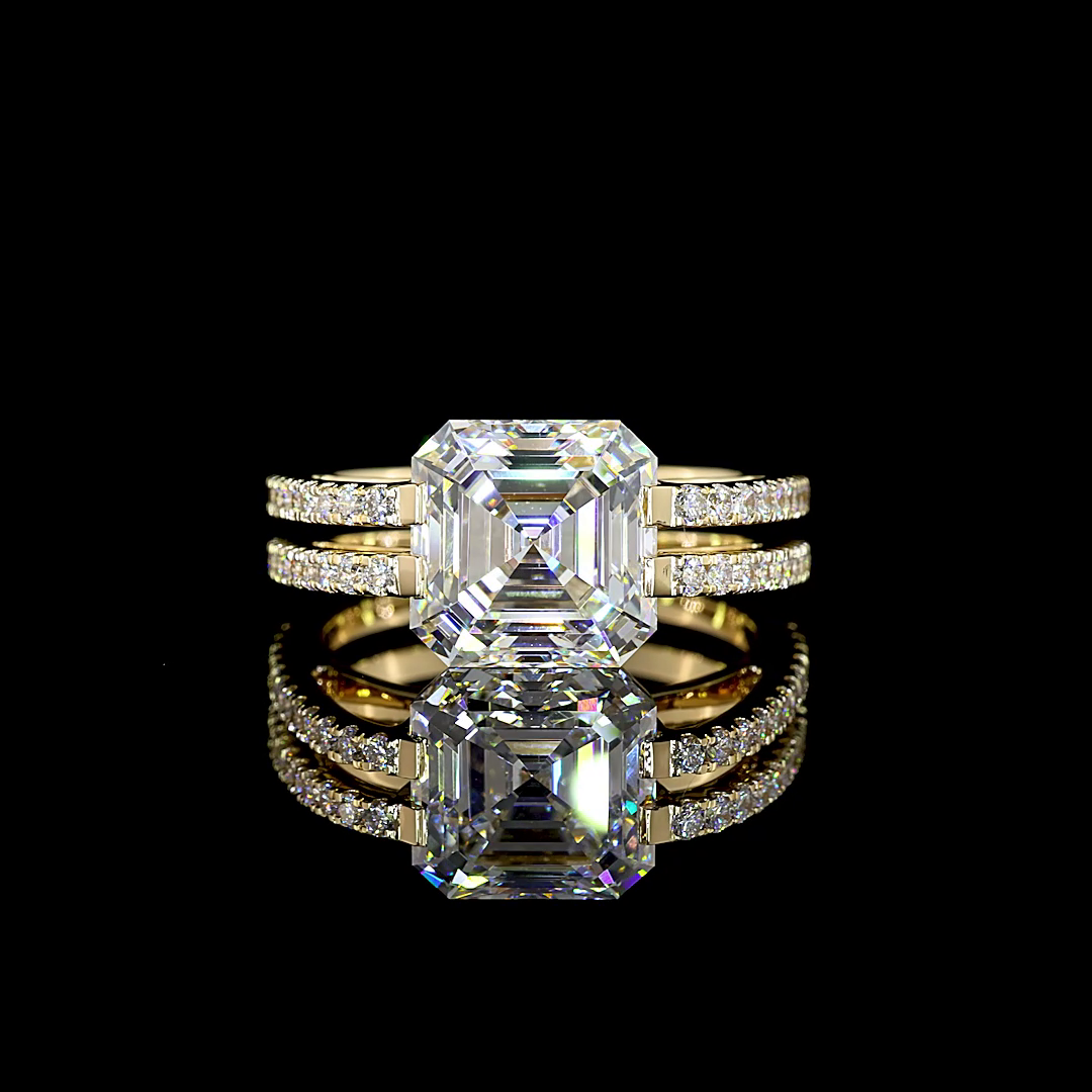 4.50 CTTW Asscher Lab Diamond Special Ring 14k Yellow Gold E Color and VS1 Clarity jewelry-spot-usa