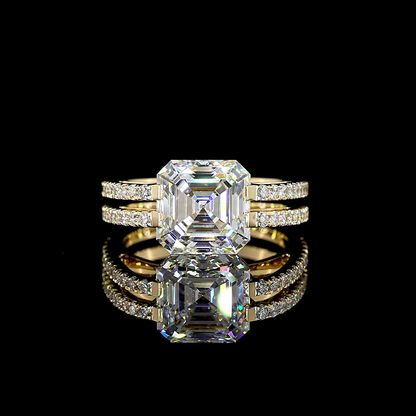 4.50 CTTW Asscher Lab Diamond Special Ring 14k Yellow Gold E Color and VS1 Clarity jewelry-spot-usa