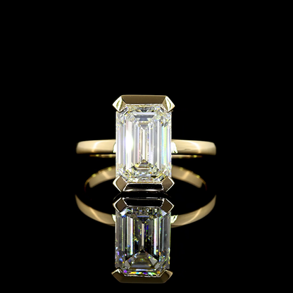 3.60 CT Emerald Lab Diamond Solitaire Ring (F Color and VS1 Clarity)